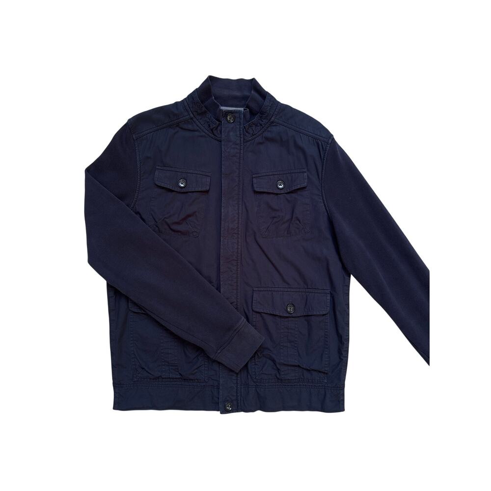 Banana Republic Men's L Navy Mixed Media Military Utility Field Jacket